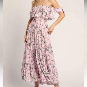 Lulus Chance for Us Blush Floral- Perfect Barbie summer dress